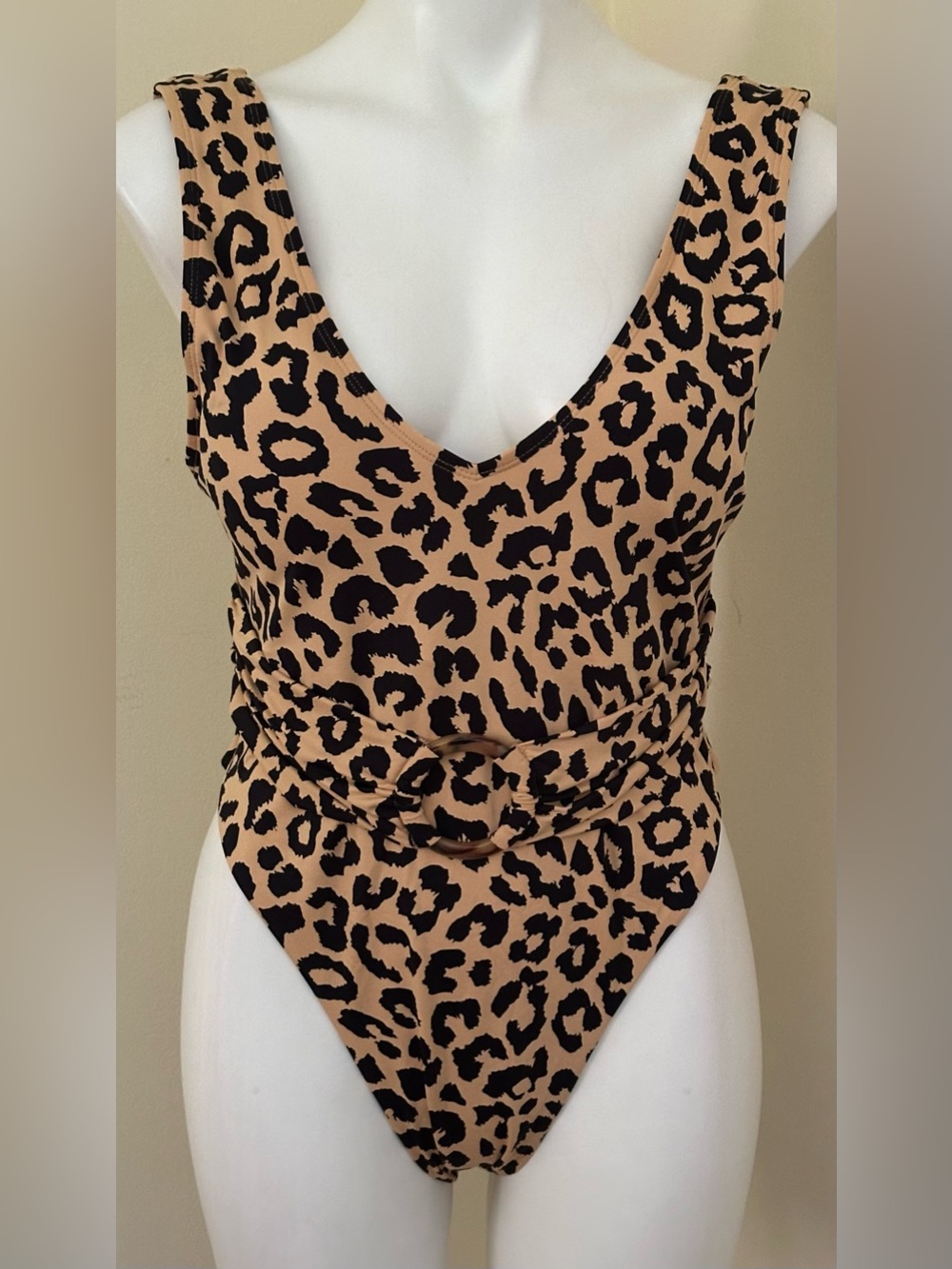 TOLUCA SWIM NWT Leopard Print One-Piece Ruched Swimsuit in Tan & Black Sz XXL